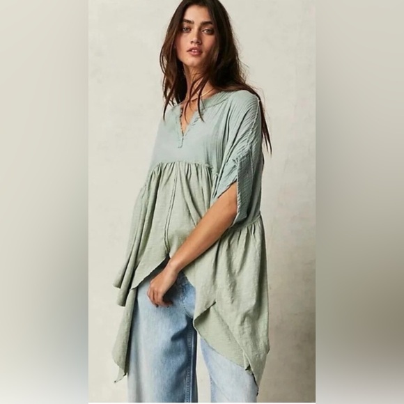 Free People Tops - Free People Sage Sugar Rush Babydoll top Small NWT